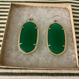 Kendra Scott Green and Gold Drop Earrings